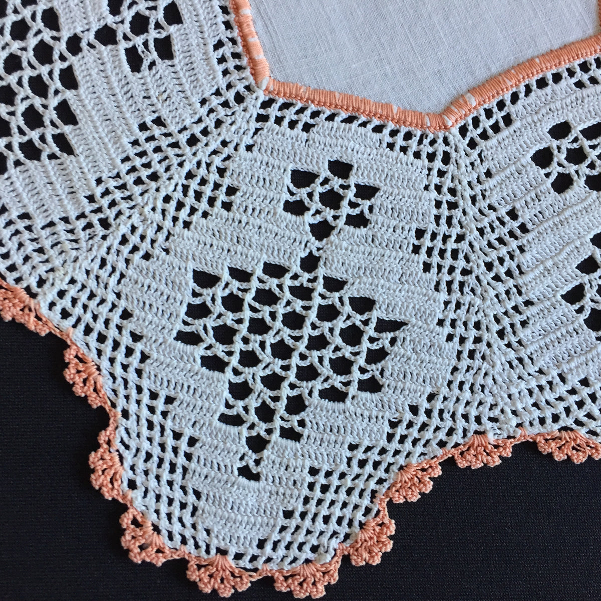 Antique Australian Linen Centre Doily with Crochet Lace Border