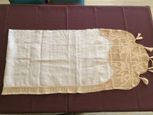 Load image into Gallery viewer, Collectible Vintage Linen Buffet Scarf with Mary Card Designed "BIRD and NEST" Filet Crochet Lace (1925, and Crochet Book No. 7 1928)