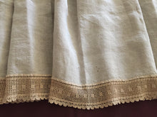 Load image into Gallery viewer, Collectible Vintage Linen Buffet Scarf with Mary Card Designed "BIRD and NEST" Filet Crochet Lace (1925, and Crochet Book No. 7 1928)