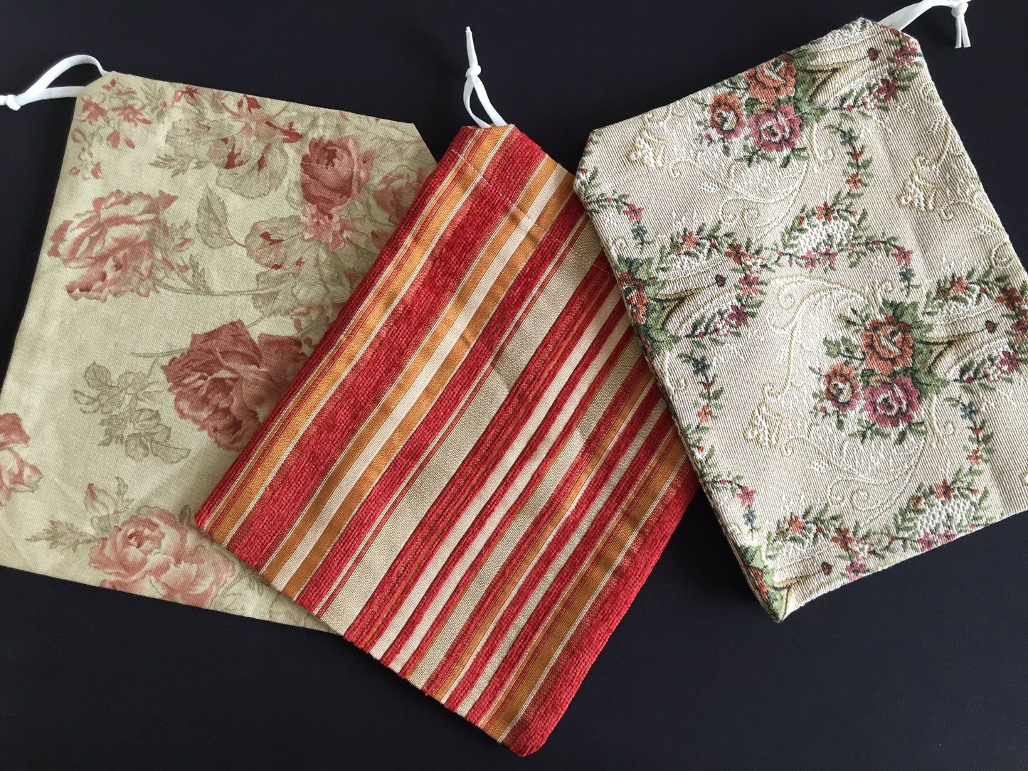 Unused Vintage Drawstring Tapestry Fabric Storage/Gift Bags