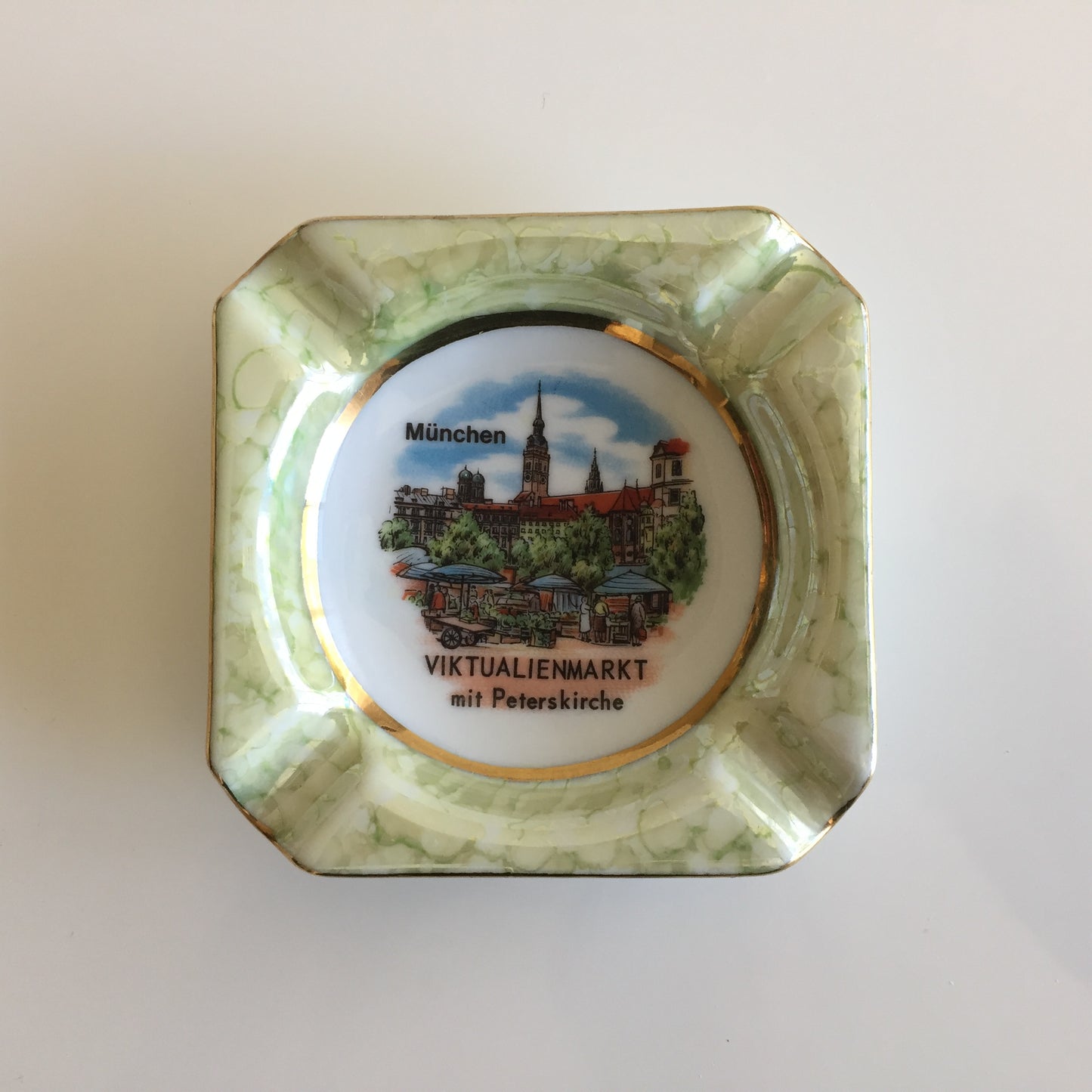 Vintage German Lustreware Porcelain "Munich" Souvenir Small 3.5" Collectible Ash Tray