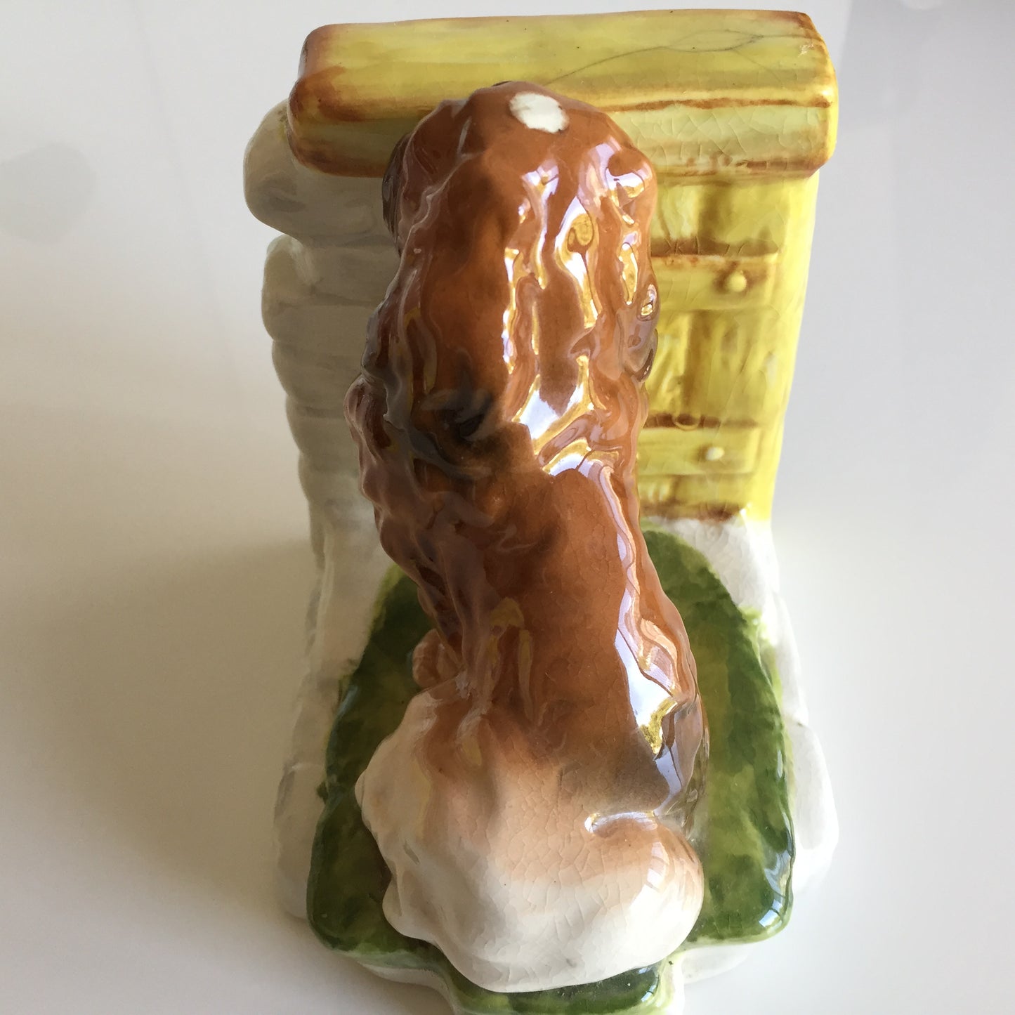 Vintage Ceramic Book End with Dog Figurine