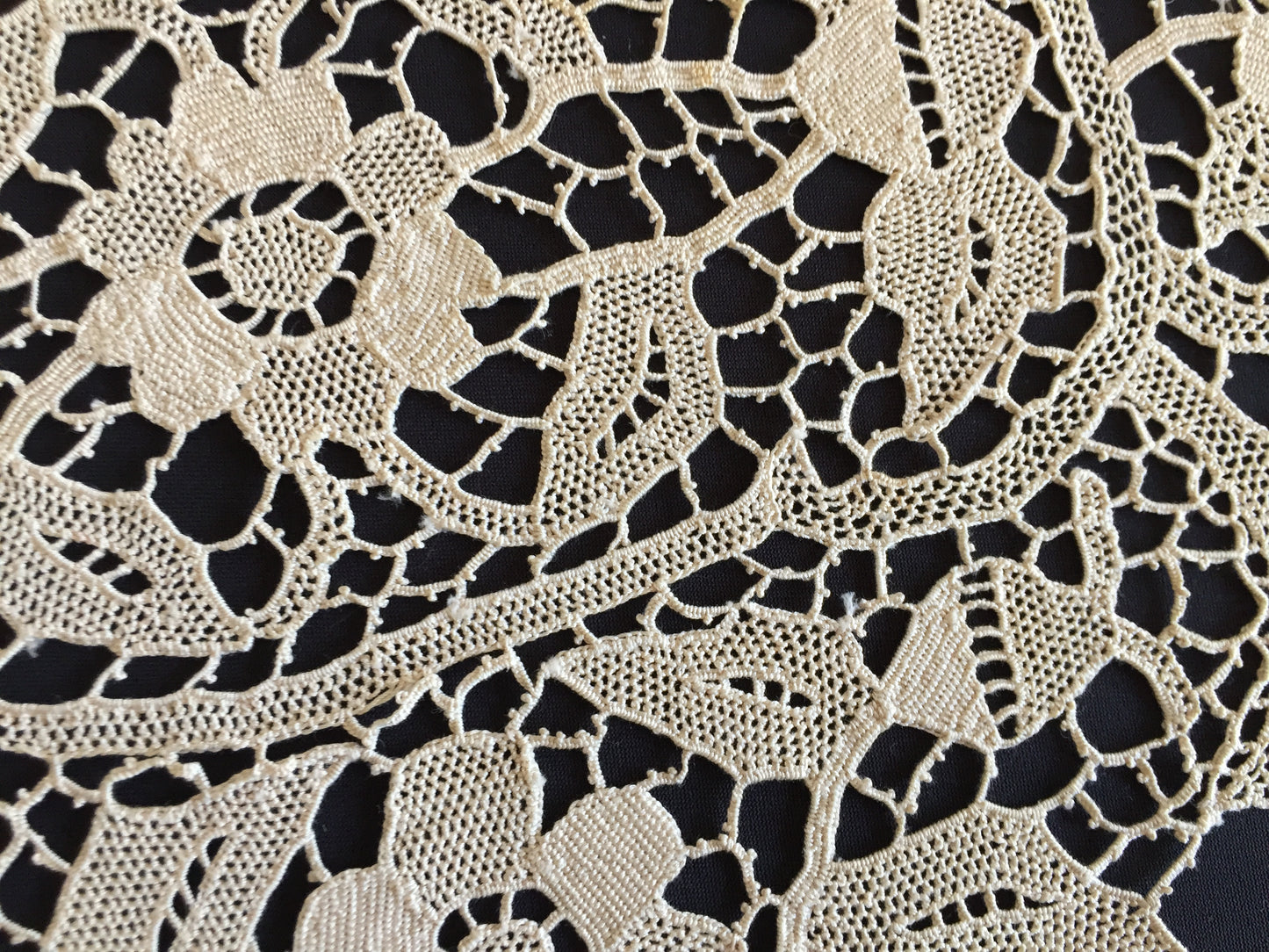 Ecru Handmade Venetian Point de Venise Burano Needle Lace Doily