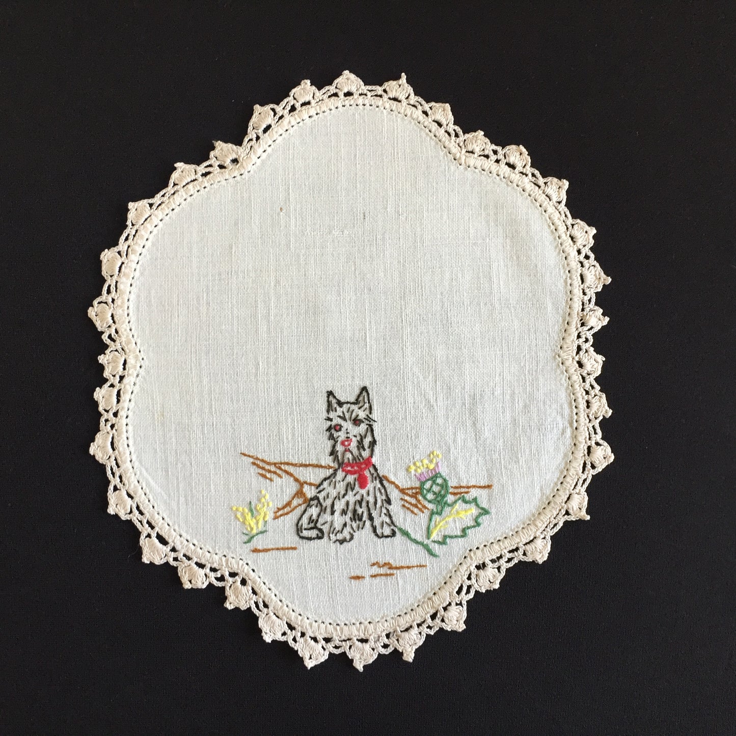 Australian Vintage Hand Embroidered Linen Doily