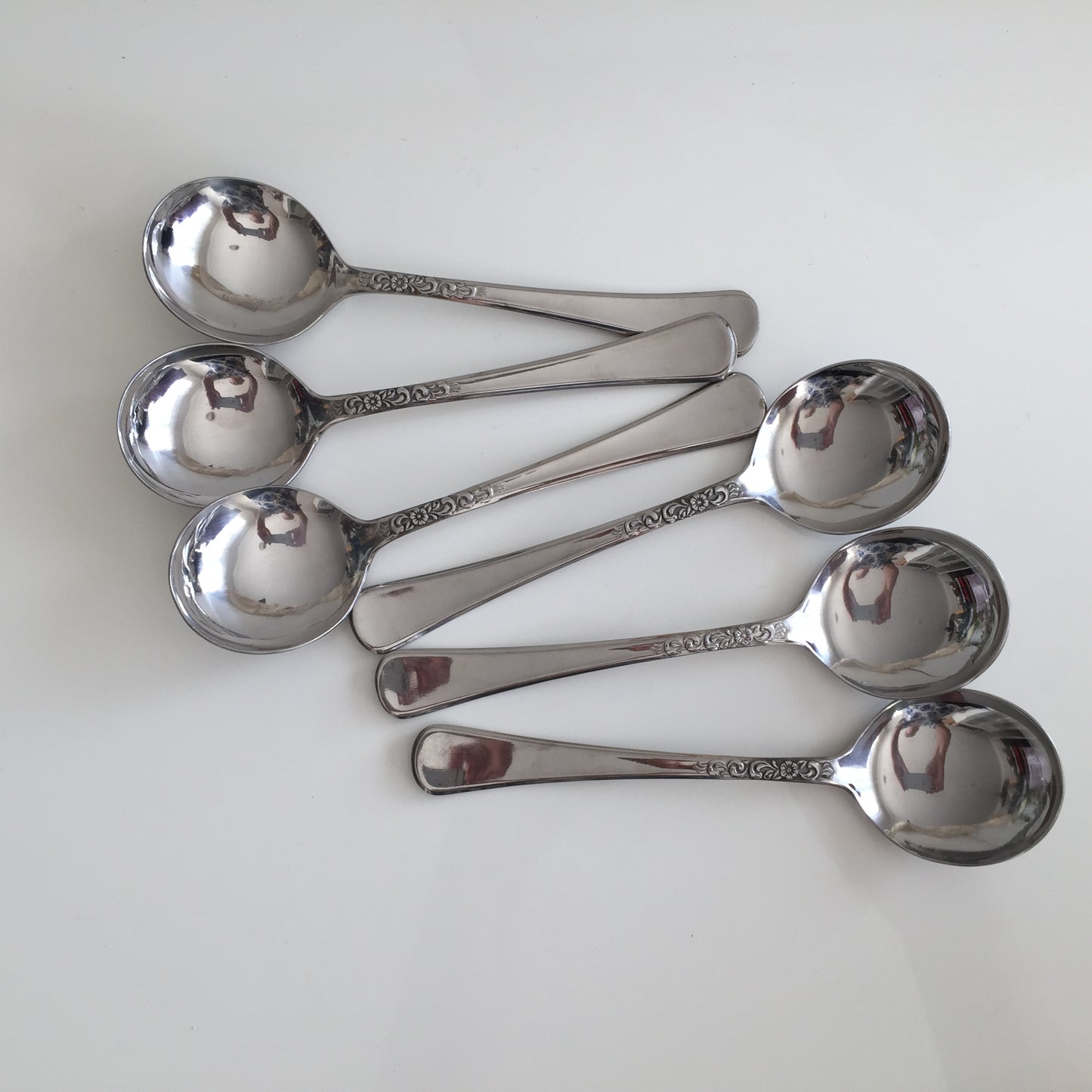 Stainless Steel Vintage Flatware Set of 6 Grosvenor Soup Spoons