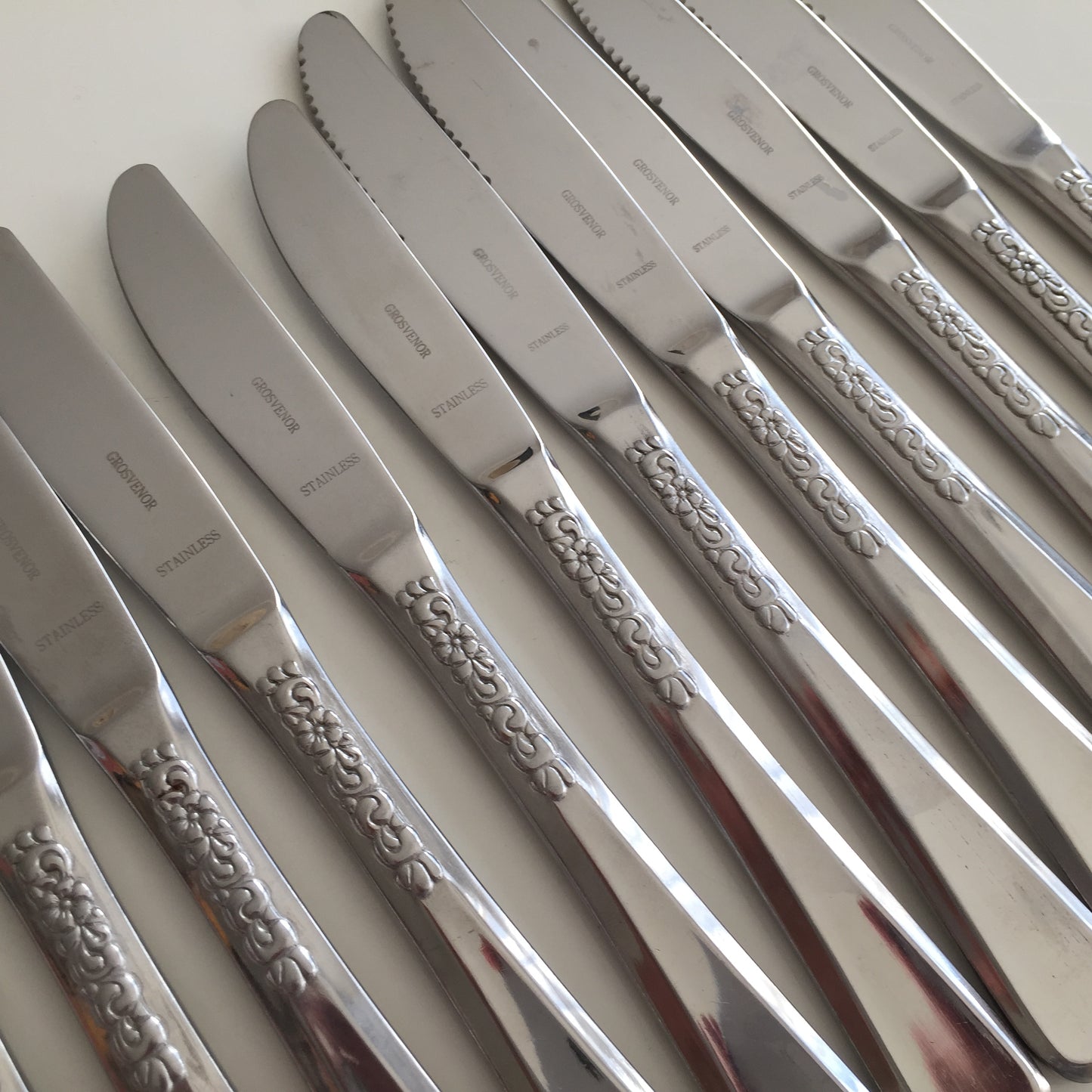 Stainless Steel Vintage Flatware Set of 12 Grosvenor Knives
