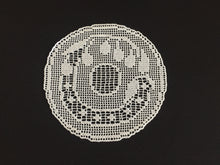 Load image into Gallery viewer, Mary Card  Fruit Set of Luncheon Mats and Centre-Piece  "PLUM" Collectible Vintage Filet Crochet Lace Placemat - Chart No. 60