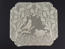 Load image into Gallery viewer, Mary Card Designed "Holly and Robin" Chair Set (1931) Large Vintage Crochet Lace Chairback Doily