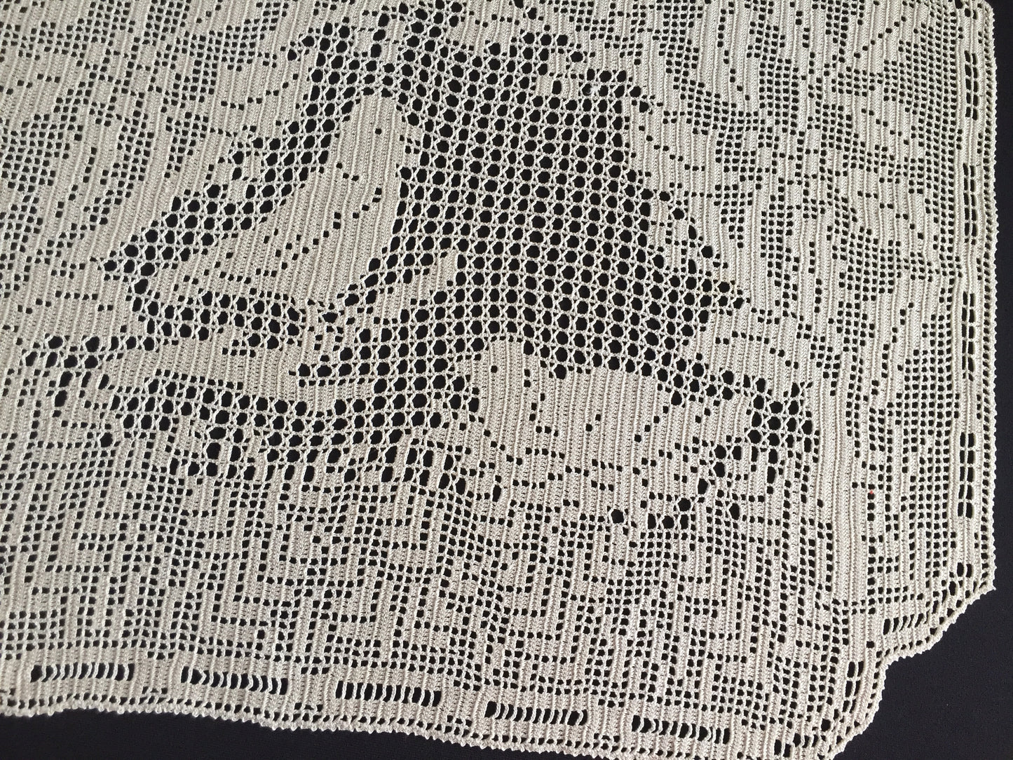 Mary Card Designed "Holly and Robin" Chair Set (1931) Large Vintage Crochet Lace Chairback Doily