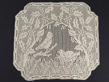 Load image into Gallery viewer, Mary Card Designed "Holly and Robin" Chair Set (1931) Large Vintage Crochet Lace Chairback Doily