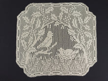 Load image into Gallery viewer, Mary Card Designed "Holly and Robin" Chair Set (1931) Large Vintage Crochet Lace Chairback Doily