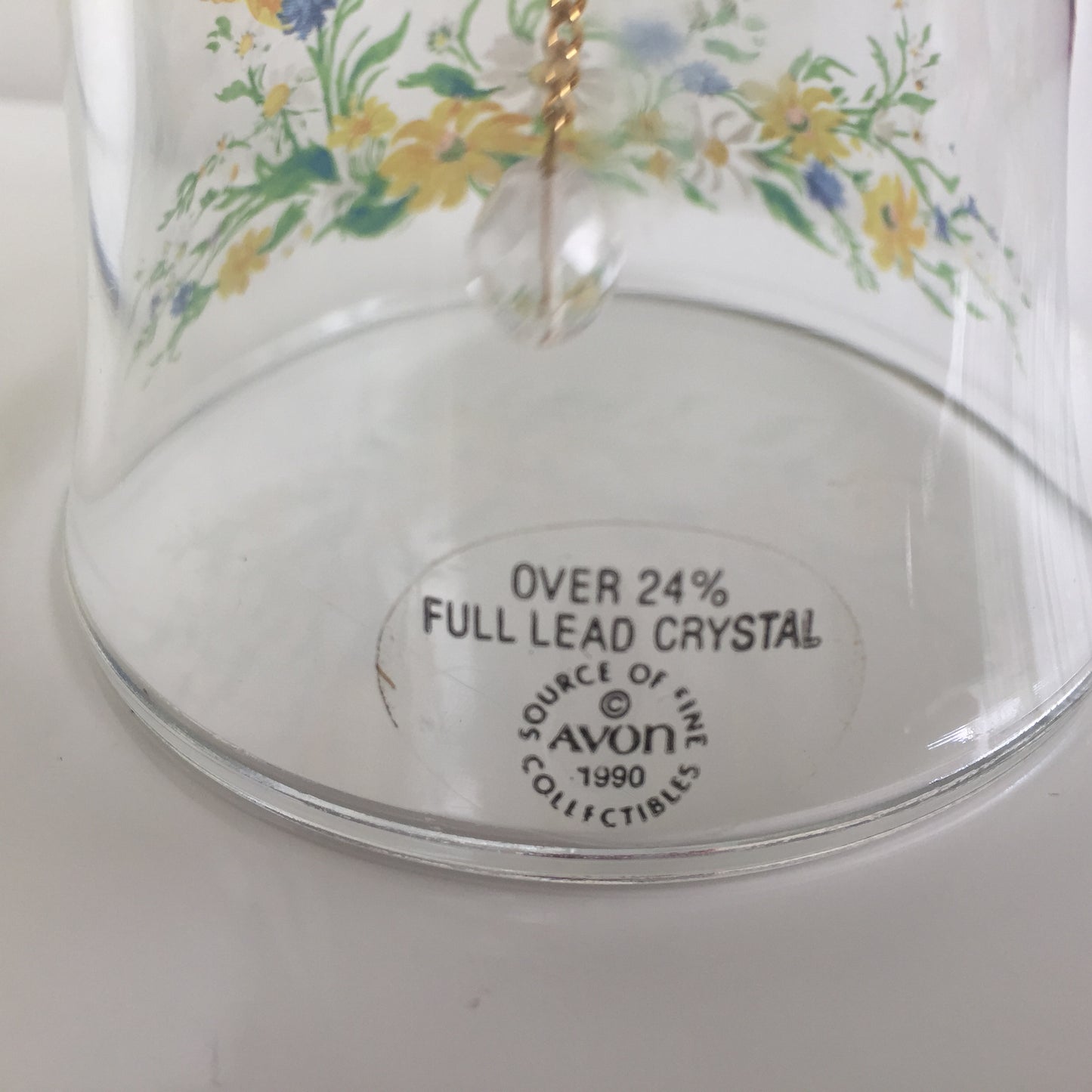 1990 Vintage Collectible AVON Crystal Bell with Butterflies Pattern