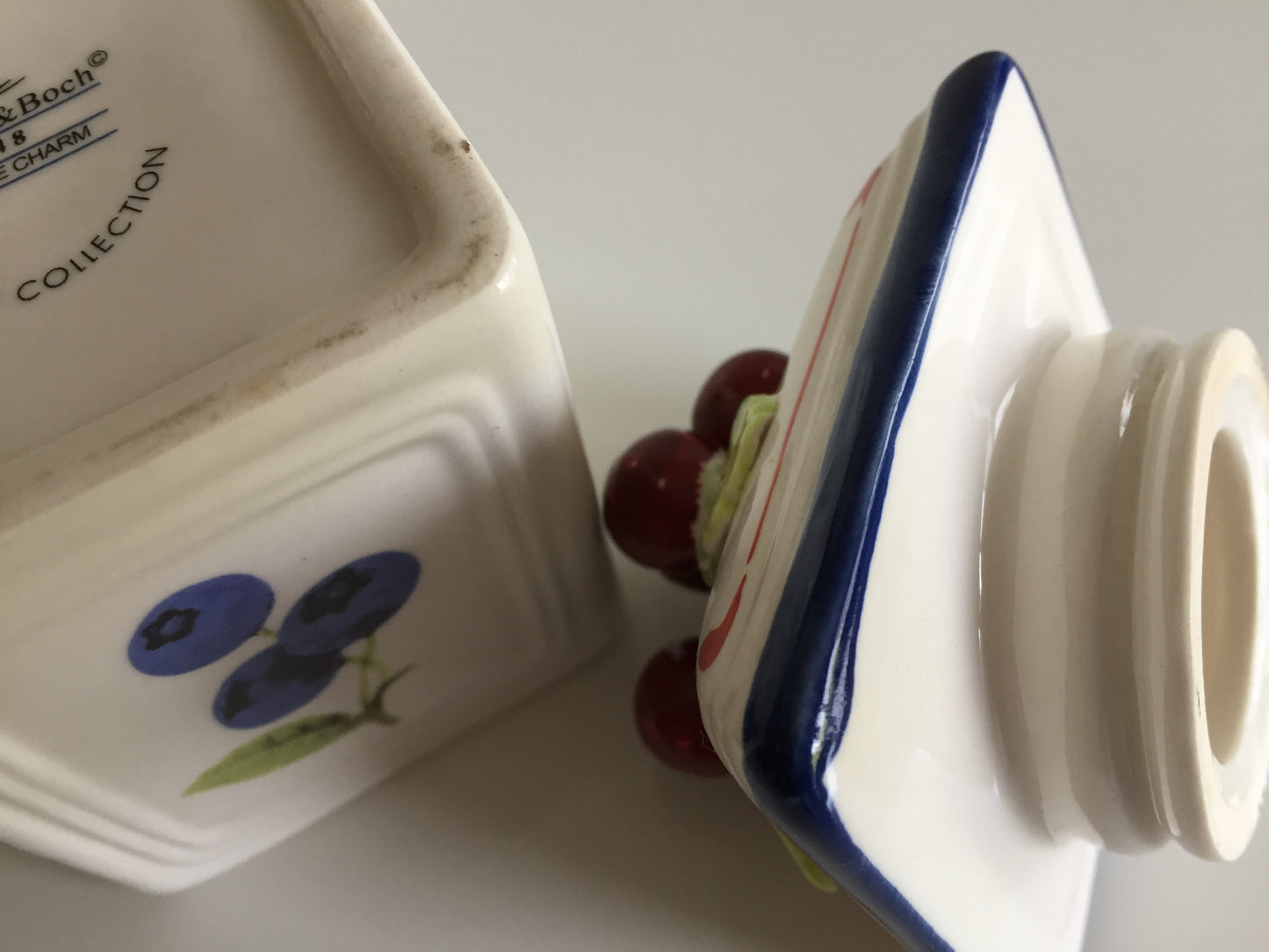 Villeroy & Boch 'Cottage Charm' Ceramic Canisters Pair | Jam Jars | Cherry | Blueberry