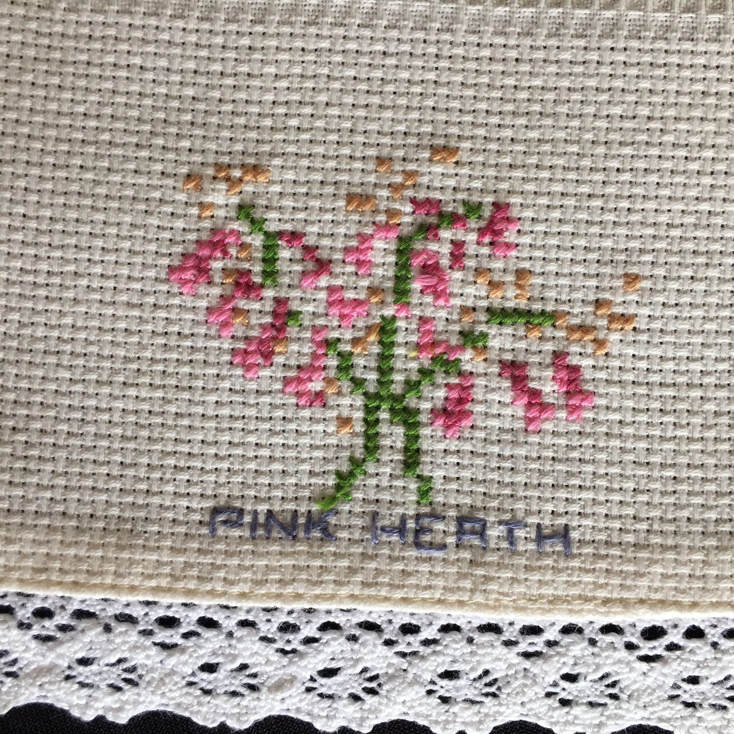 Large Vintage Cross Stitch Embroidered Table Centre Doily with Australian Native Flowers