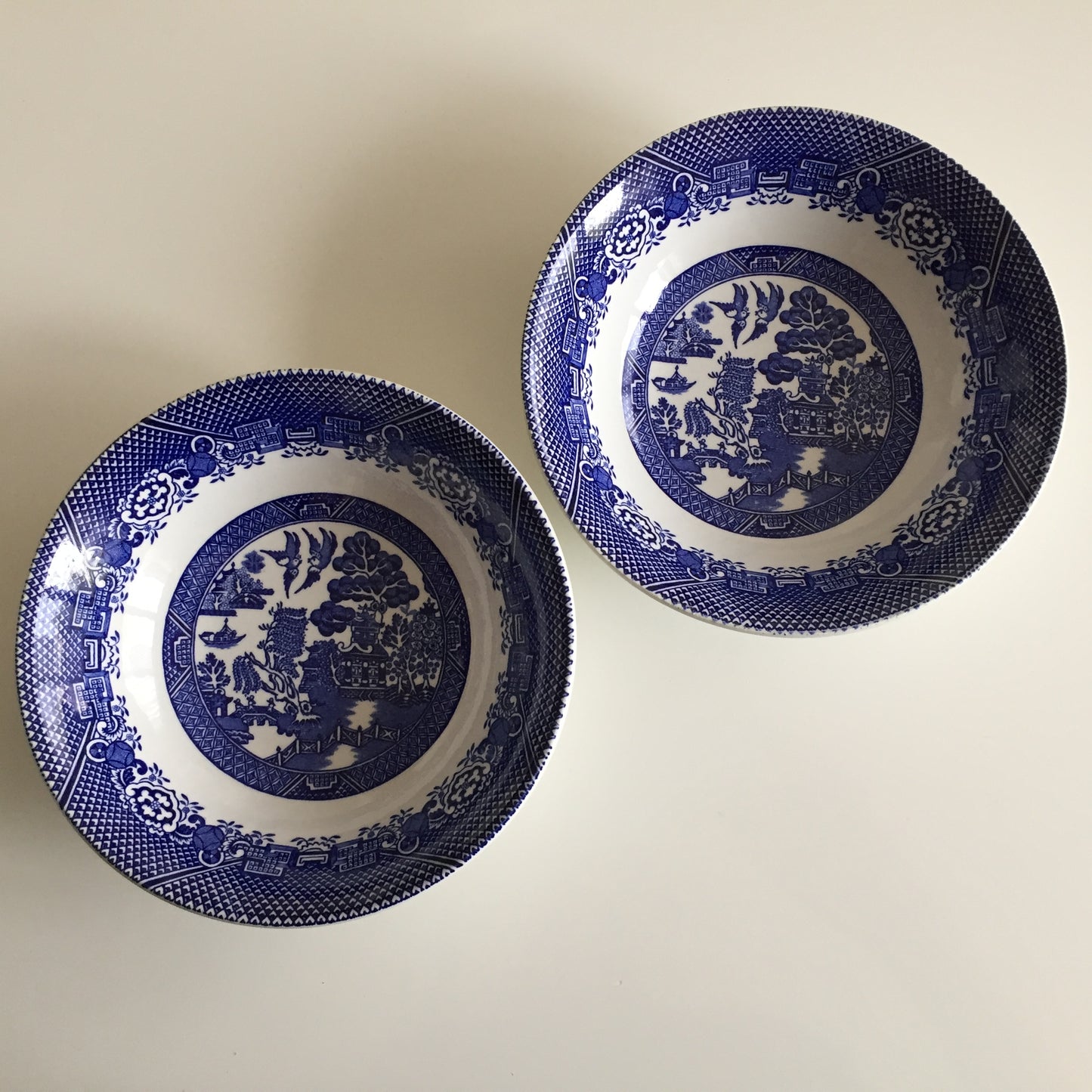 Oriental Blue Willow Ceramic Dinnerware Woods Ware Made in England