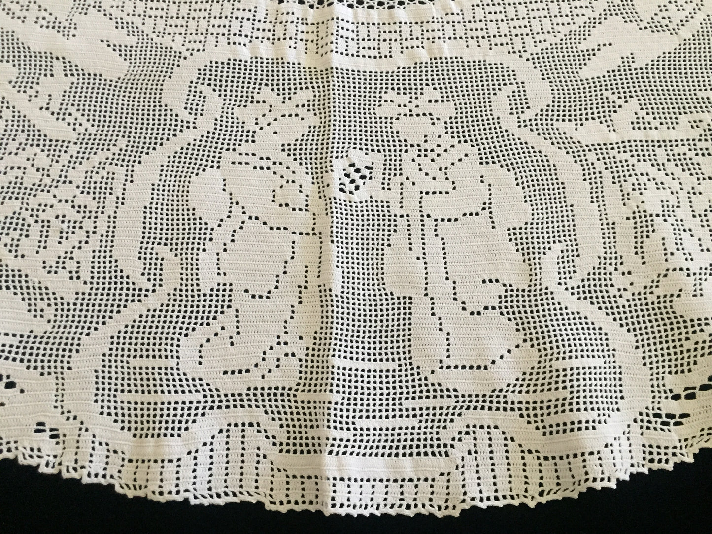Mary Card Designed "Japanese Tea-Garden" (Chart No. 54.) Vintage Crochet Lace Luncheon Cloth