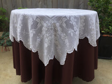 Load image into Gallery viewer, Mary Card "LABURNUM" Crochet Lace and Linen Collectible Vintage Tablecloth Weldons Publication 1930s