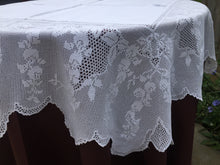 Load image into Gallery viewer, Mary Card "LABURNUM" Crochet Lace and Linen Collectible Vintage Tablecloth Weldons Publication 1930s