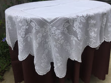 Load image into Gallery viewer, Mary Card "LABURNUM" Crochet Lace and Linen Collectible Vintage Tablecloth Weldons Publication 1930s