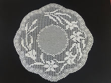 Load image into Gallery viewer, Mary Card Designed "LACEY LILY Round Mat" Collectible Filet Crochet Lace Doily Crochet Book No 7 (1928)