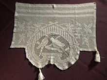 Load image into Gallery viewer, Mary Card Designed "LOVE BIRDS" (Crochet Book No. 1, New York 1920) Collectible Vintage Filet Crochet Single Scarf End Lace Panel