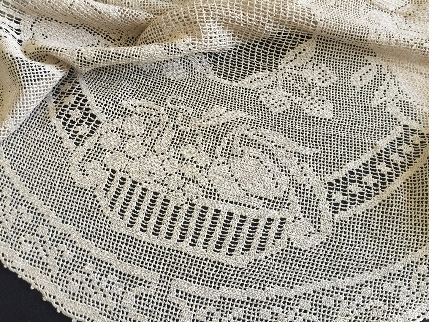 Mary Card "Fruit Set of Luncheon Mats and Centre-Piece " Collectible Vintage Filet Crochet Lace Tablecloth - Chart No. 60