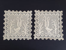 Load image into Gallery viewer, Mary Card Designed "Lyrebirds" Duchesse Set (Chart No 86 - Late 1930s) Extremely Rare Collectible Lace Mats