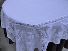 Load image into Gallery viewer, Mary Card Designed "Oak and Squirrel" Chart  No. 69 Antique Filet Crochet Lace and Linen Tablecloth