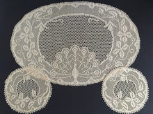 Load image into Gallery viewer, Mary Card Designed "PEACOCK & CLEMATIS" Rare 3 Piece Duchesse Set (Late 1930s)