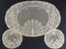 Load image into Gallery viewer, Mary Card Designed "PEACOCK & CLEMATIS" Rare 3 Piece Duchesse Set (Late 1930s)