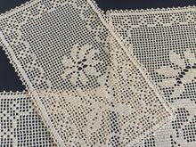 Load image into Gallery viewer, Mary Card "POINSETTIA" Design Chair Cover or Duchess Set (1936) Collectible Handmade Art Deco Filet Crochet Lace