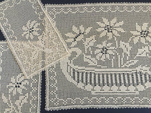 Load image into Gallery viewer, Mary Card "POINSETTIA" Design Chair Cover or Duchess Set (1936) Collectible Handmade Art Deco Filet Crochet Lace