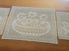 Load image into Gallery viewer, Mary Card "POINSETTIA" Design Chair Cover or Duchess Set (1936) Collectible Handmade Art Deco Filet Crochet Lace