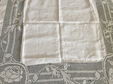 Load image into Gallery viewer, Mary Card Designed "ROSE and ROSEBUD" (1911/12) Small Vintage Filet Crochet Lace and Irish Linen Tablecloth