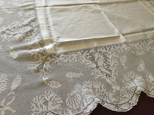 Load image into Gallery viewer, Mary Card "SEASIDE (AQUARIUM) CLOTH" Crochet Lace and Linen Vintage Tablecloth English Chart No 59
