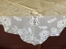 Load image into Gallery viewer, Mary Card "SEASIDE (AQUARIUM) CLOTH" Crochet Lace and Linen Vintage Tablecloth English Chart No 59