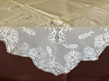 Load image into Gallery viewer, Mary Card "SEASIDE (AQUARIUM) CLOTH" Crochet Lace and Linen Vintage Tablecloth English Chart No 59