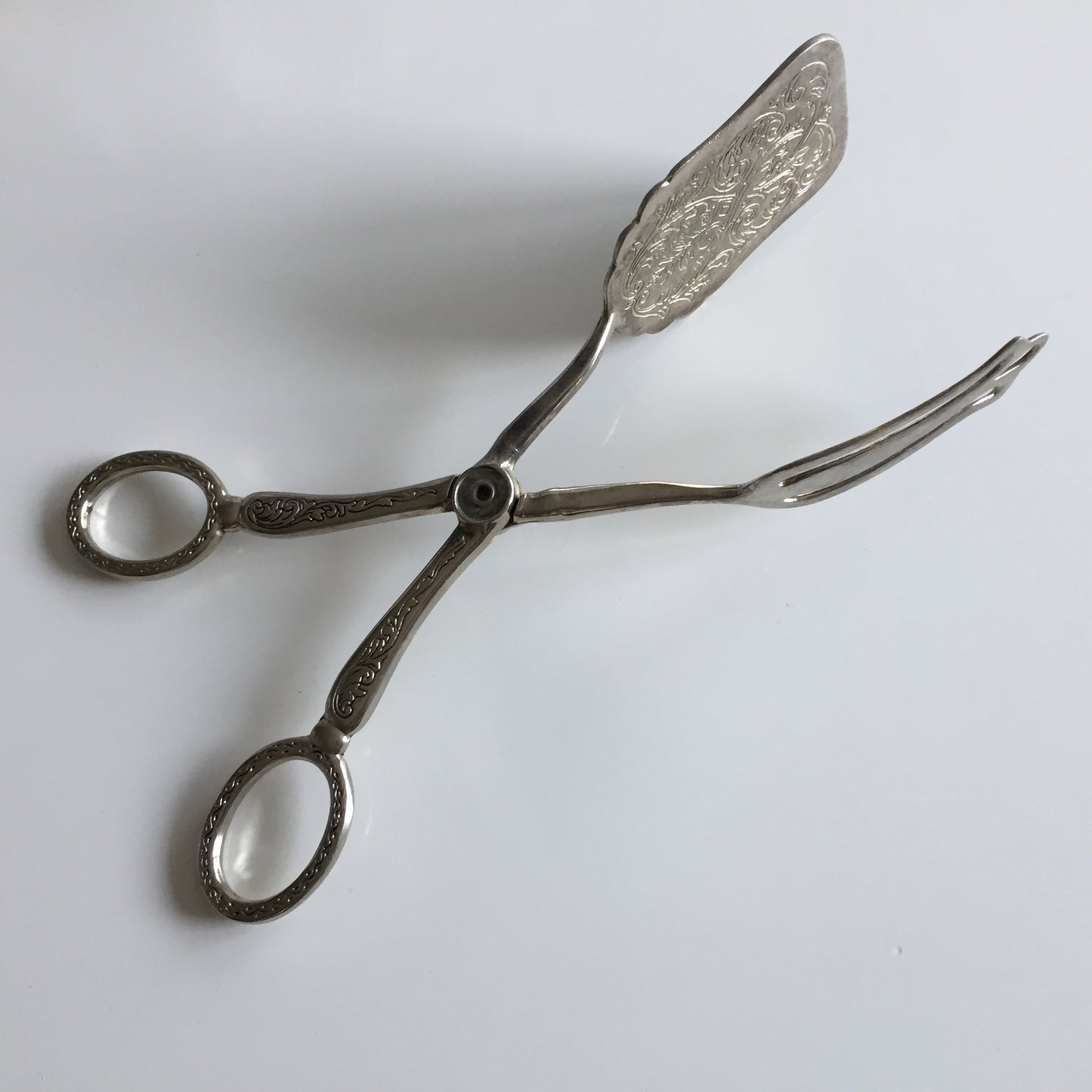 Vintage Silver Plated Scissor Cake Serving Tongs with Engraving