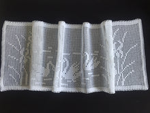 Load image into Gallery viewer, Mary Card Designed "Swan and Iris" English Chart No 66. Collectible Vintage Filet Crochet Long Lace Panel or Table Runner