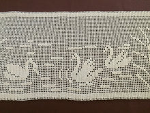 Load image into Gallery viewer, Mary Card Designed "Swan and Iris" English Chart No 66. Collectible Vintage Filet Crochet Long Lace Panel or Table Runner
