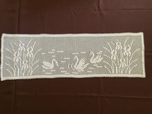 Load image into Gallery viewer, Mary Card Designed "Swan and Iris" English Chart No 66. Collectible Vintage Filet Crochet Long Lace Panel or Table Runner