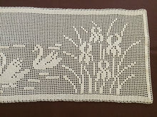 Load image into Gallery viewer, Mary Card Designed "Swan and Iris" English Chart No 66. Collectible Vintage Filet Crochet Long Lace Panel or Table Runner