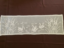 Load image into Gallery viewer, Mary Card Designed "Swan and Iris" English Chart No 66. Collectible Vintage Filet Crochet Long Lace Panel or Table Runner