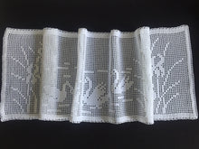 Load image into Gallery viewer, Mary Card Designed "Swan and Iris" English Chart No 66. Collectible Vintage Filet Crochet Long Lace Panel or Table Runner