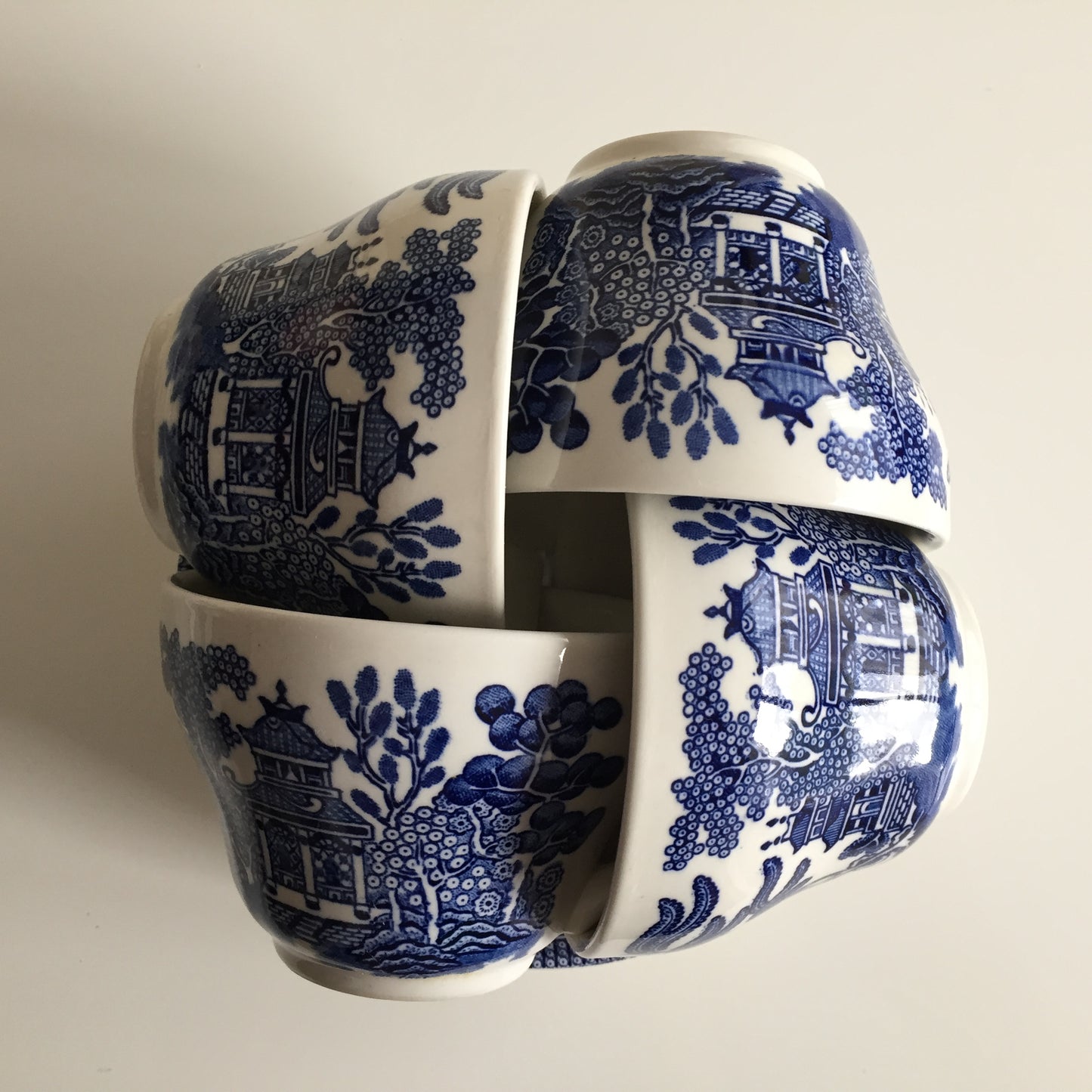Oriental Blue Willow Ceramic 8 Pce Tea Set by Churchill England