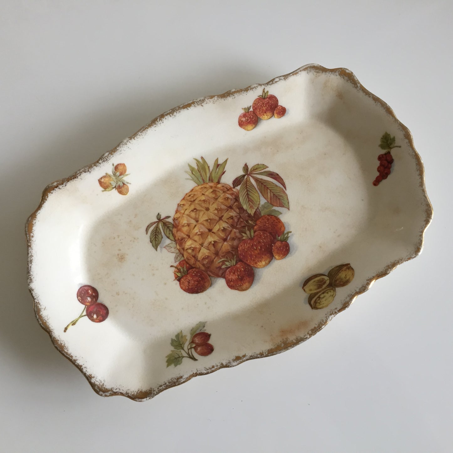 Vintage James Kent Old Foley Small Serving Platter | Pineapple | Fruit Design