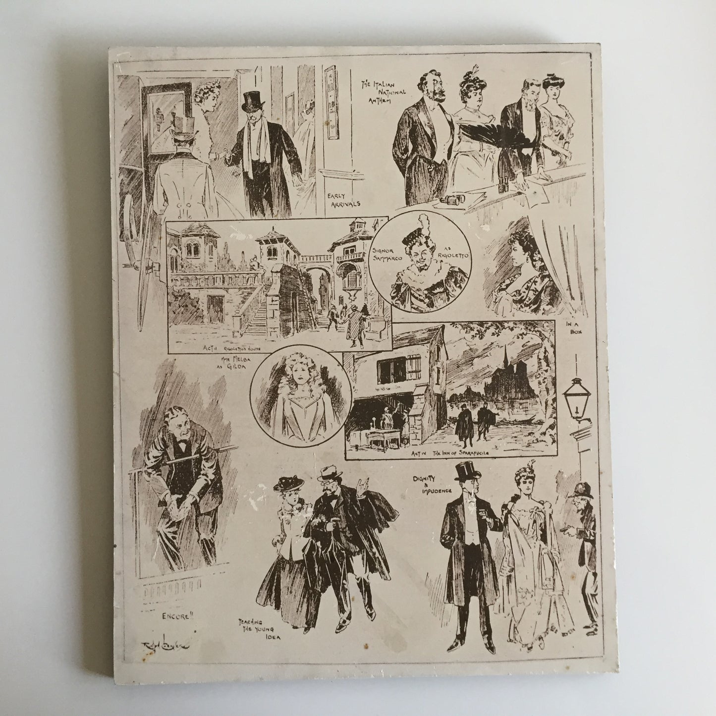 Vintage Mounted Prints of Victorian | Edwardian Theatre Themed Photo Collage | Drawings