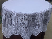 Load image into Gallery viewer, Mary Card "WILD CLEMATIS & CUCKOO" Crochet Lace and Linen Collectible Vintage Tablecloth Australian Giant Chart No. 16 (1926)