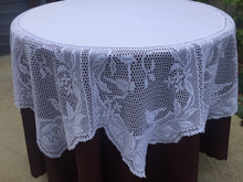 Load image into Gallery viewer, Mary Card "WILD CLEMATIS & CUCKOO" Crochet Lace and Linen Collectible Vintage Tablecloth Australian Giant Chart No. 16 (1926)