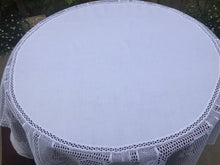 Load image into Gallery viewer, Mary Card "WILD CLEMATIS & CUCKOO" Crochet Lace and Linen Collectible Vintage Tablecloth Australian Giant Chart No. 16 (1926)